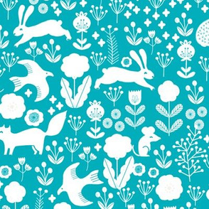 spring // turquoise florals spring animals woodland fabric baby nursery design