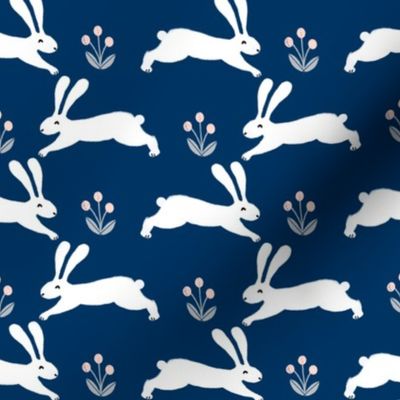 bunny rabbit // navy rabbit nursery baby fabric rabbits design nursery baby cute fabrics