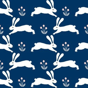 bunny rabbit // navy rabbit nursery baby fabric rabbits design nursery baby cute fabrics