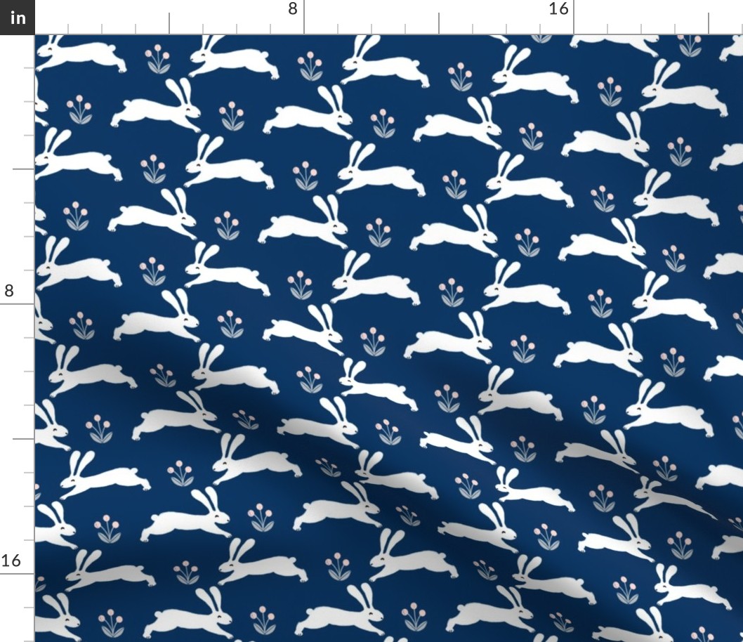 bunny rabbit // navy rabbit nursery baby fabric rabbits design nursery baby cute fabrics