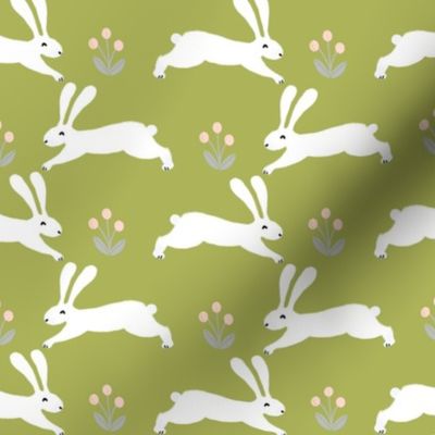 bunny rabbit // lime green rabbit fabric bunny design spring nursery baby design