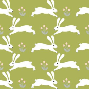 bunny rabbit // lime green rabbit fabric bunny design spring nursery baby design