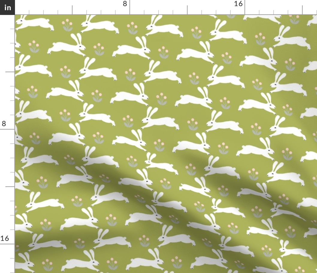 bunny rabbit // lime green rabbit fabric bunny design spring nursery baby design