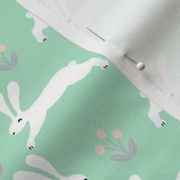 bunny rabbit // mint spring bunny fabric rabbits design rabbit spring forest fabric