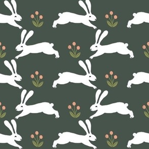 bunny rabbit // running rabbits easter cute spring animals design