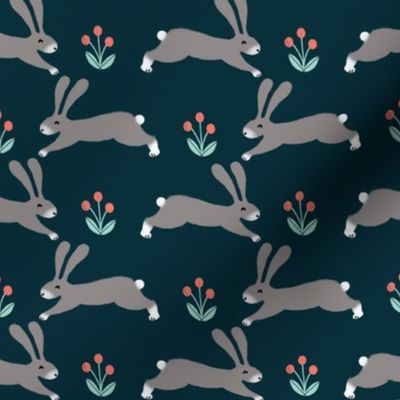 rabbit // rabbits running bunnies easter fabric spring nursery design 