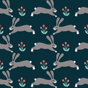 rabbit // rabbits running bunnies easter fabric spring nursery design 