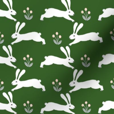 rabbits // green spring rabbit fabric green spring bunnies design