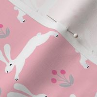 rabbit // spring nursery fabric easter bunny easter spring rabbits pink fabric