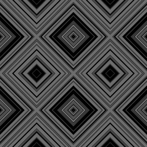 Concentric Squares - Black & Grey