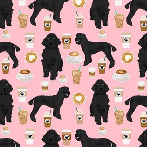 black poodle fabric dogs and coffees fabric blossom pink