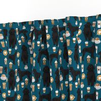 black poodle fabric dogs and coffees fabric sapphire blue