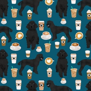 black poodle fabric dogs and coffees fabric sapphire blue