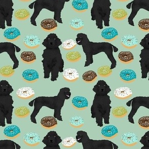 black poodle fabric dogs donuts fabric mint green