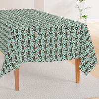 brown poodles valentines day fabric cute love dogs design - aqua