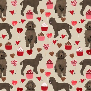 brown poodles valentines day fabric cute love dogs design - sand