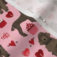 brown poodles valentines day fabric cute love dogs design -blossom pink