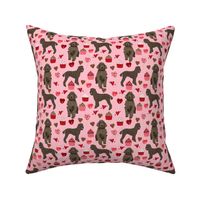 brown poodles valentines day fabric cute love dogs design -blossom pink
