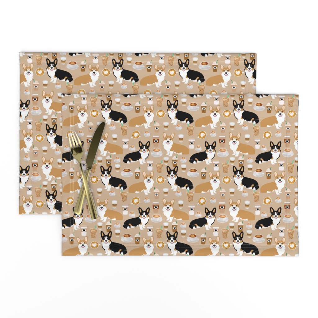 corgis and coffees fabric best tri colored coffee design cute coffees and dogs print