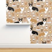 corgis and coffees fabric best tri colored coffee design cute coffees and dogs print