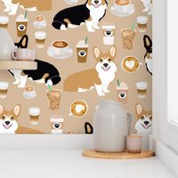 corgis and coffees fabric best tri colored coffee design cute coffees and dogs print