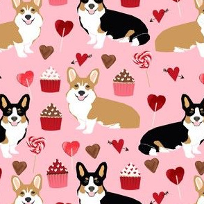 corgis tri colored corgi fabric cute valentines love pink design best cupcakes and sweet design