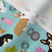 corgi workout fitness fabric cute dumbbells and kettlebells dog fabric best dogs design