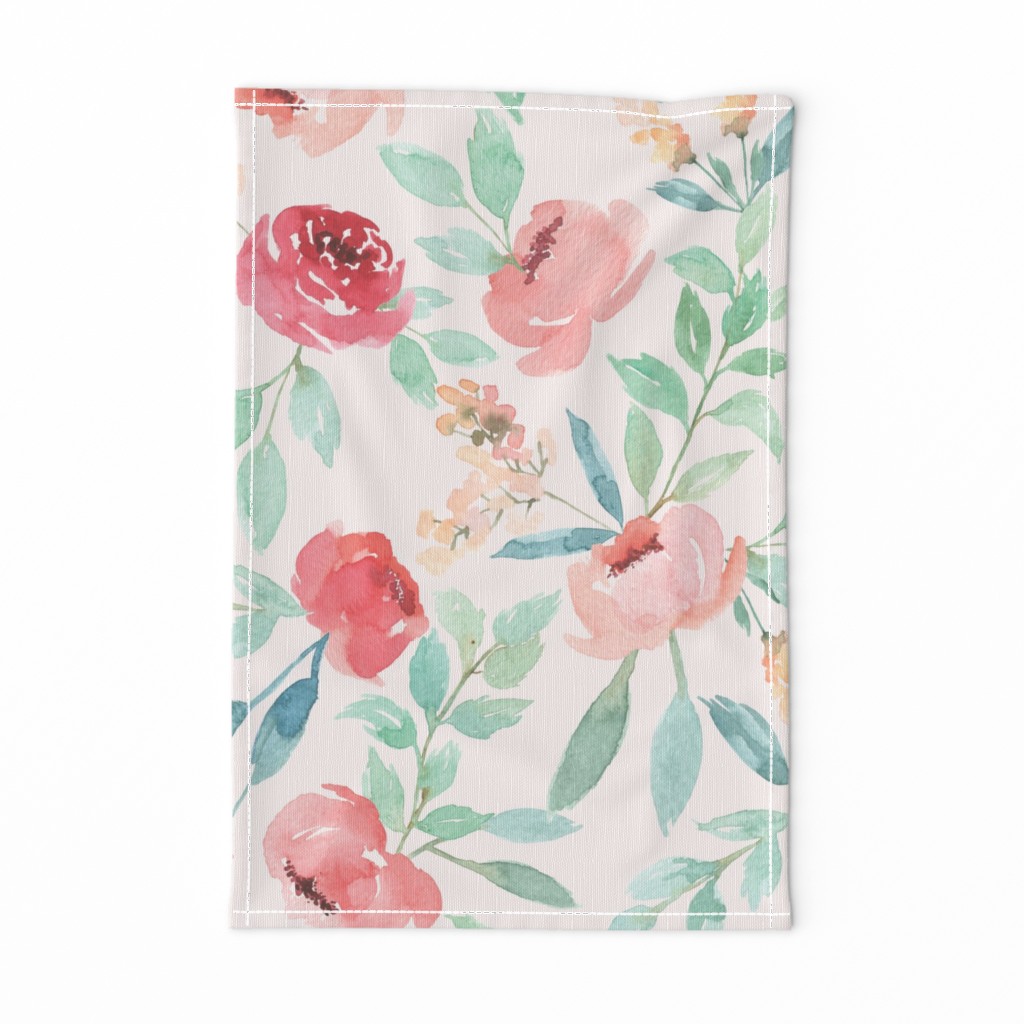 Large Watercolor Floral on Pink