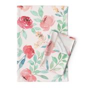 Large Watercolor Floral on Pink