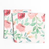 Large Watercolor Floral on Pink