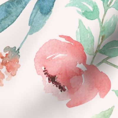 Large Watercolor Floral on Pink