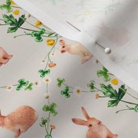 Meadow Bunnies Floral on Vintage Cotton