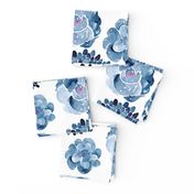 Navy Watercolor Flowers