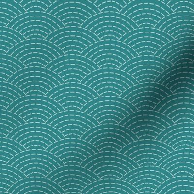 faux sashiko scallop on teal