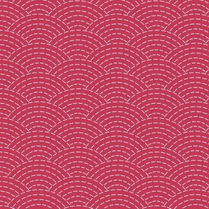 faux sashiko scallop on soft red