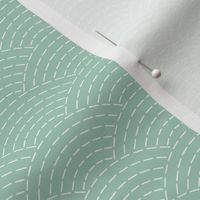 faux sashiko scallop on mint green