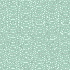 faux sashiko scallop on mint green