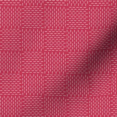 faux sashiko weave on red