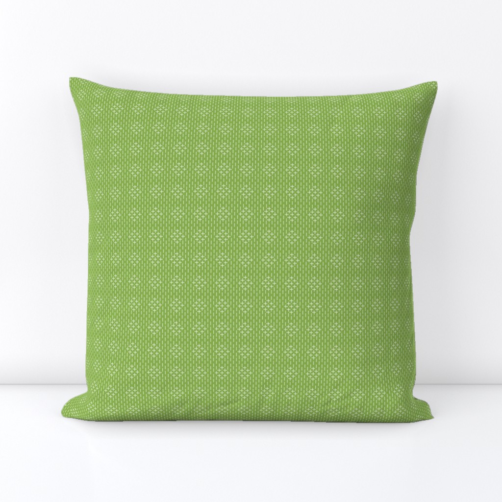 faux sashiko diamonds on fresh green