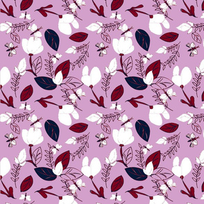  Floral in Navy & Orchid
