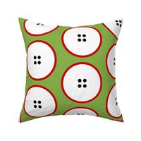 GIANT red-rimmed button polka dots on green by Su_G_©SuSchaefer