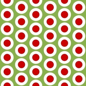 Red + white buttonsnaps or polka dots on green by Su_G_©SuSchaefer