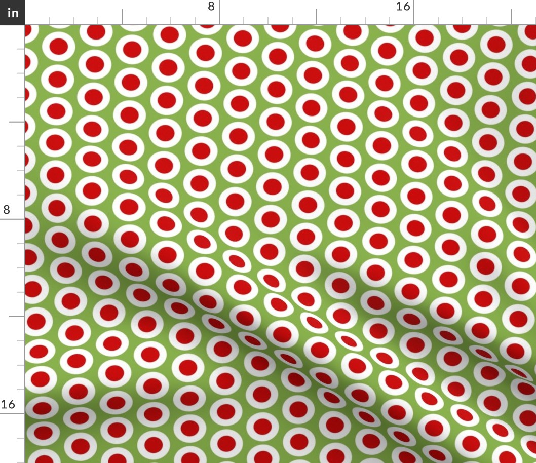 Red + white buttonsnaps or polka dots on green by Su_G_©SuSchaefer