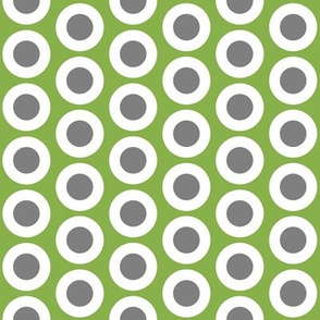 Gray + white buttonsnaps or polka dots on green by Su_G_©SuSchaefer