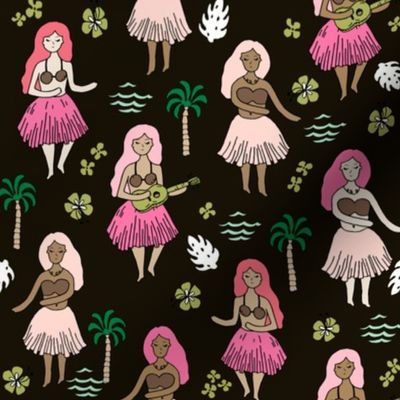 hula girls // tropical summer surf beach retro cute hawaii fabric