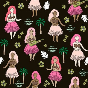 hula girls // tropical summer surf beach retro cute hawaii fabric