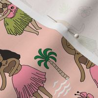 hula girls // blush mint pink girls fabric cute summer tropical design surf summer hawaii fabric