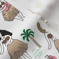 hula girls // simple summer surf retro fabric white background girls surf summer design