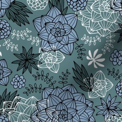 Graphic succulents navy