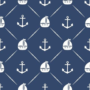 Anchors & Sailboats // Navy Blue